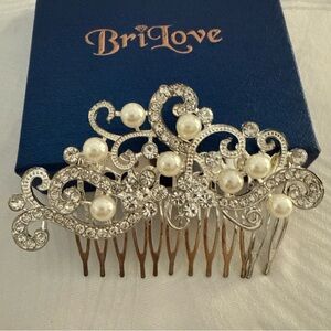 Silver and White Hair Accessories with Crystal Designs